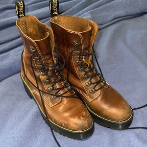 Dr. Marten Leona Leather Lace-Up Boots